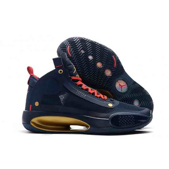 Air Jordan XXXIV Men Basketball Sneakers Navy Blue Gold
